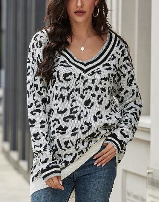 Leopard print sweater - S / White