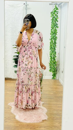 Madden chiffon maxi dress - L / Pink printed