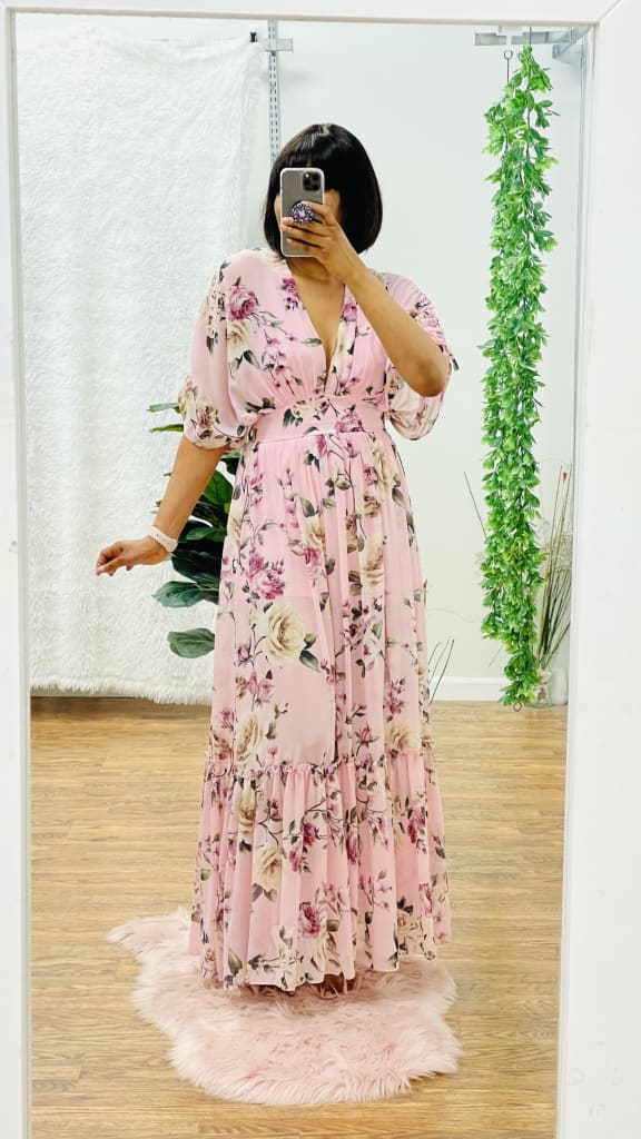 Madden chiffon maxi dress - S / Pink printed