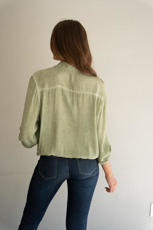 Star open collar button down Italian top