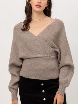 Wendy wrap sweater top - S / Mocha