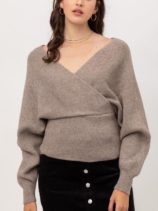 Wendy wrap sweater top - S / Mocha